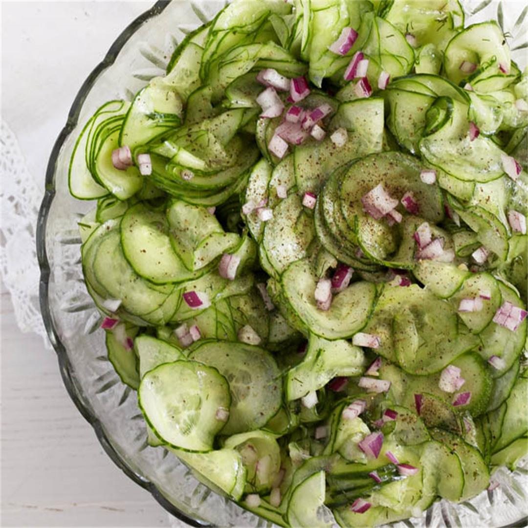 Cucumber Dill Salad in Oil and Vinegar Dressing