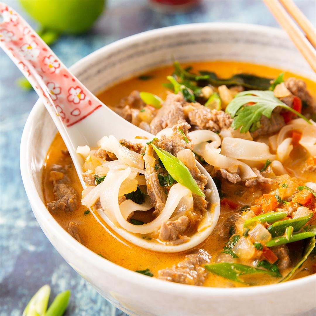 Thai Coconut Curry Beef Noodle Soup