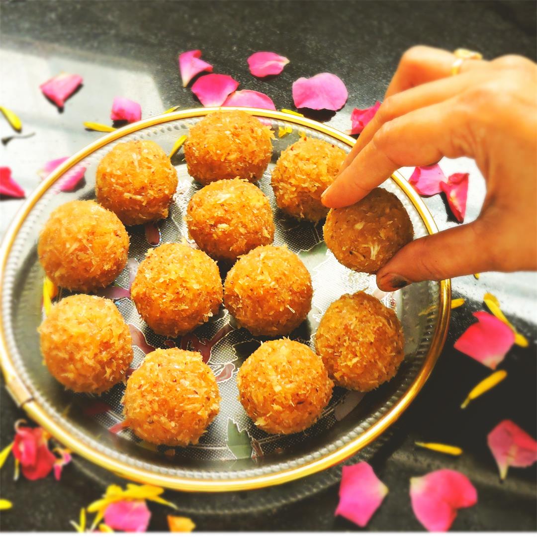 Coconut ladoo with jaggery | how to make coconut ladoo