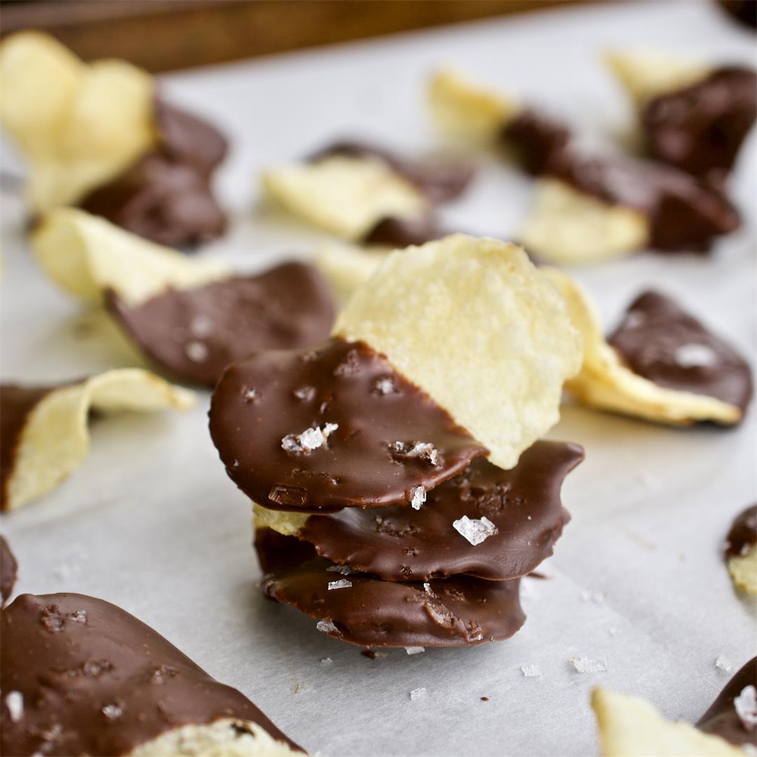 Salted Dark Chocolate Dipped Kettle Chips