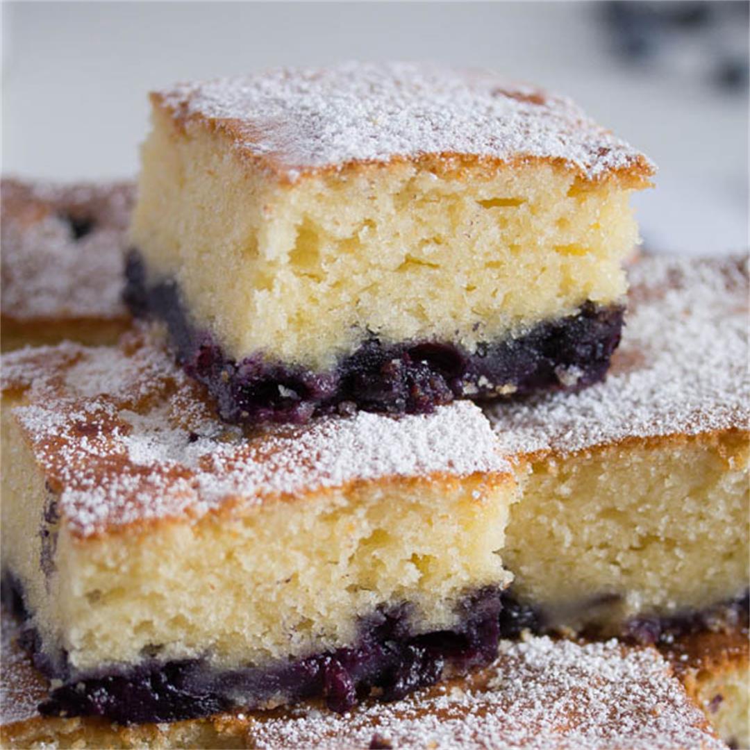 Easy Blueberry Sour Cream Cake (Fresh or Frozen Blueberries)