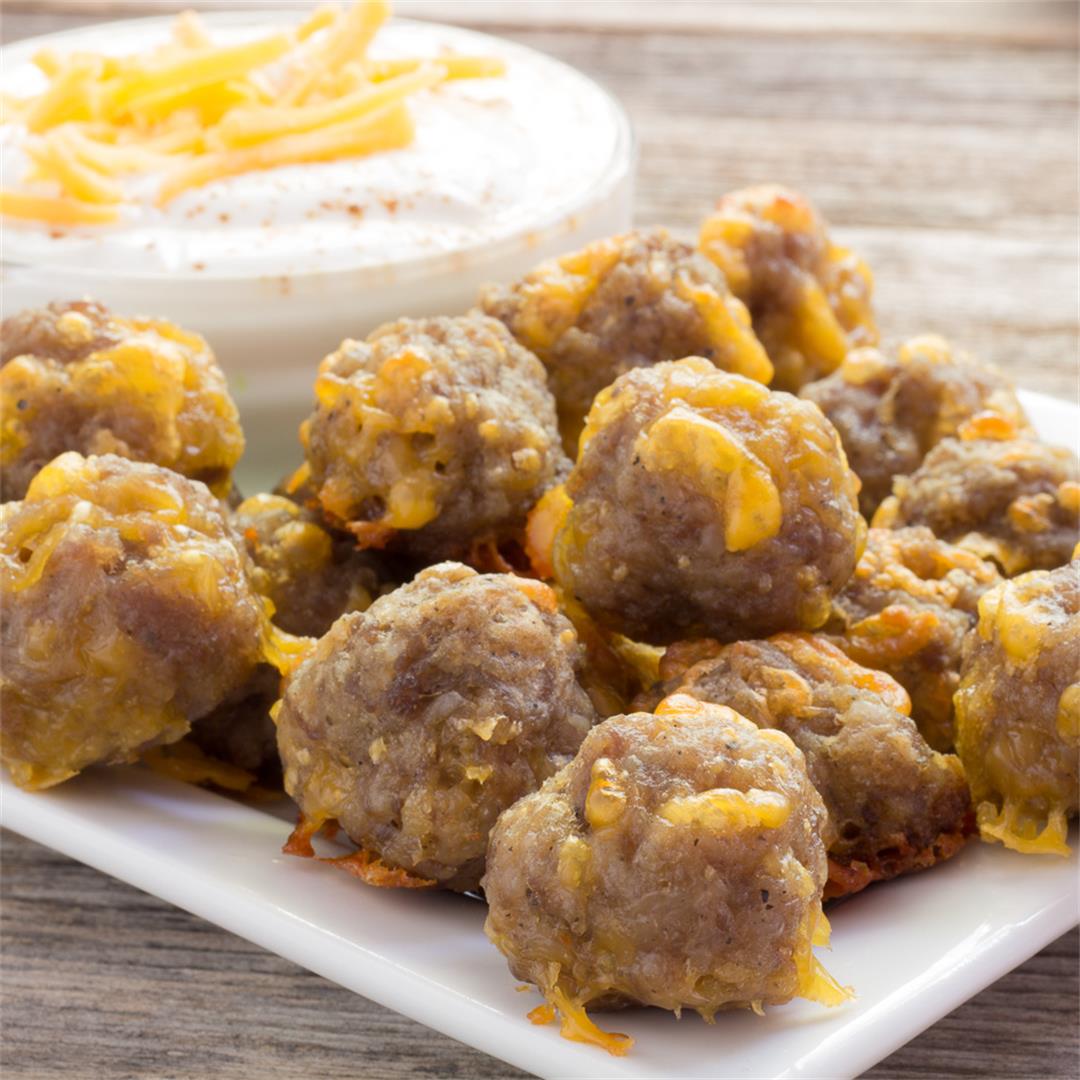 Easy 3 Ingredient Moist Sausage Balls with Cheese