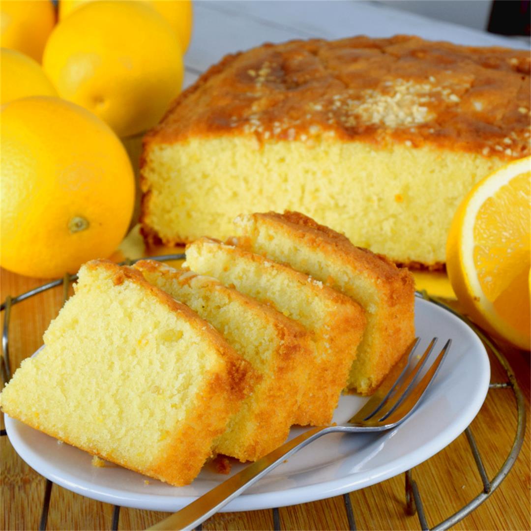 Orange Cake made with pure orange juice and zest.
