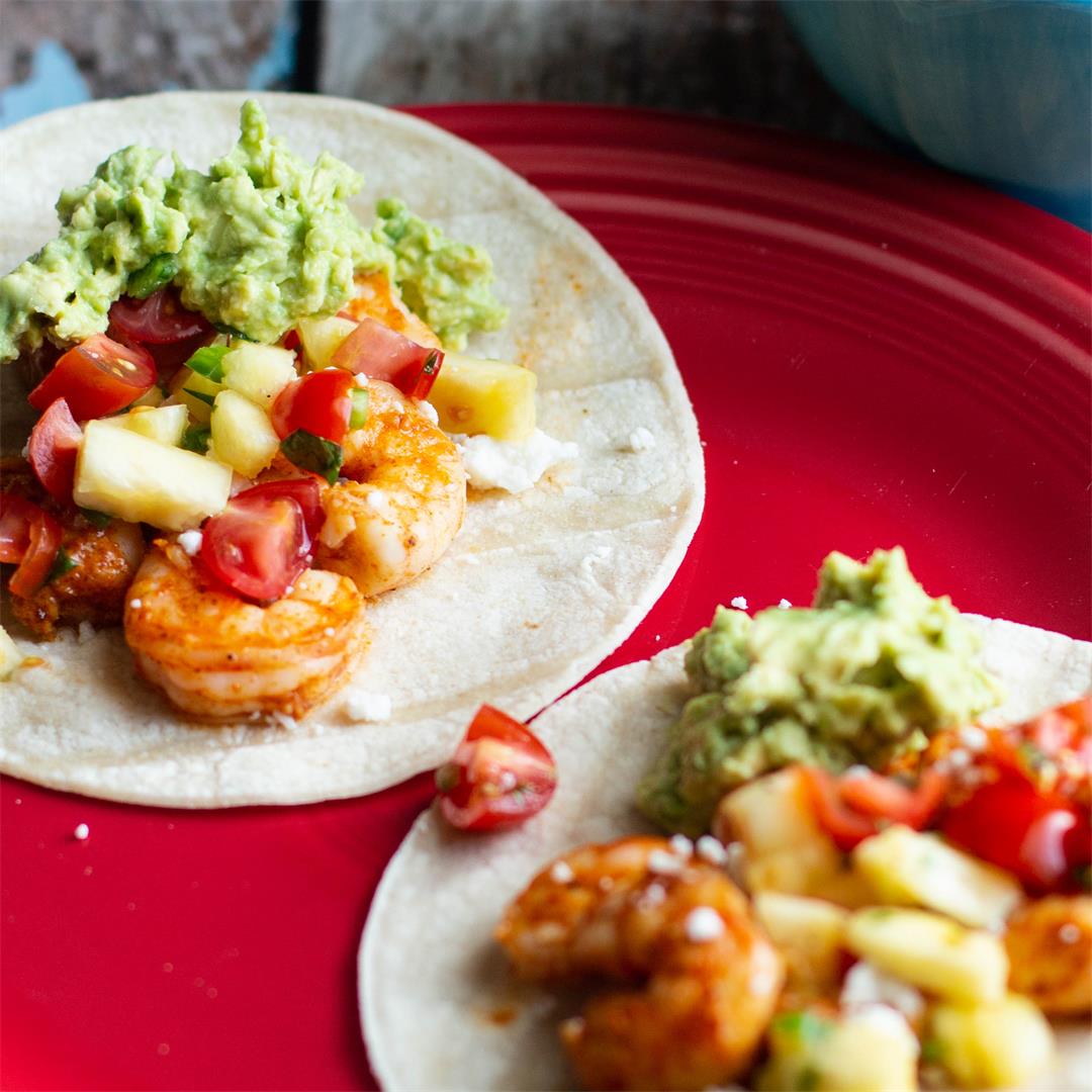 Roasted Shrimp Tacos with Pineapple Salsa