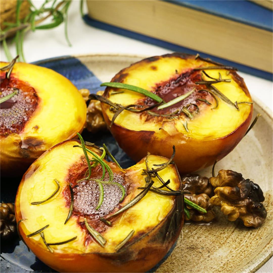 Juicy Grilled Peaches with Rosemary and Walnuts