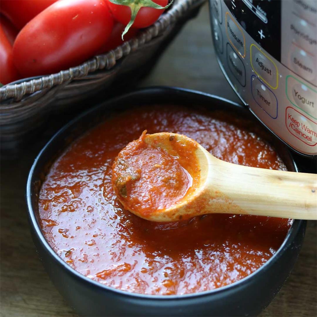 Instant Pot Homemade Tomato Sauce- No Peeling Coring or Seeding