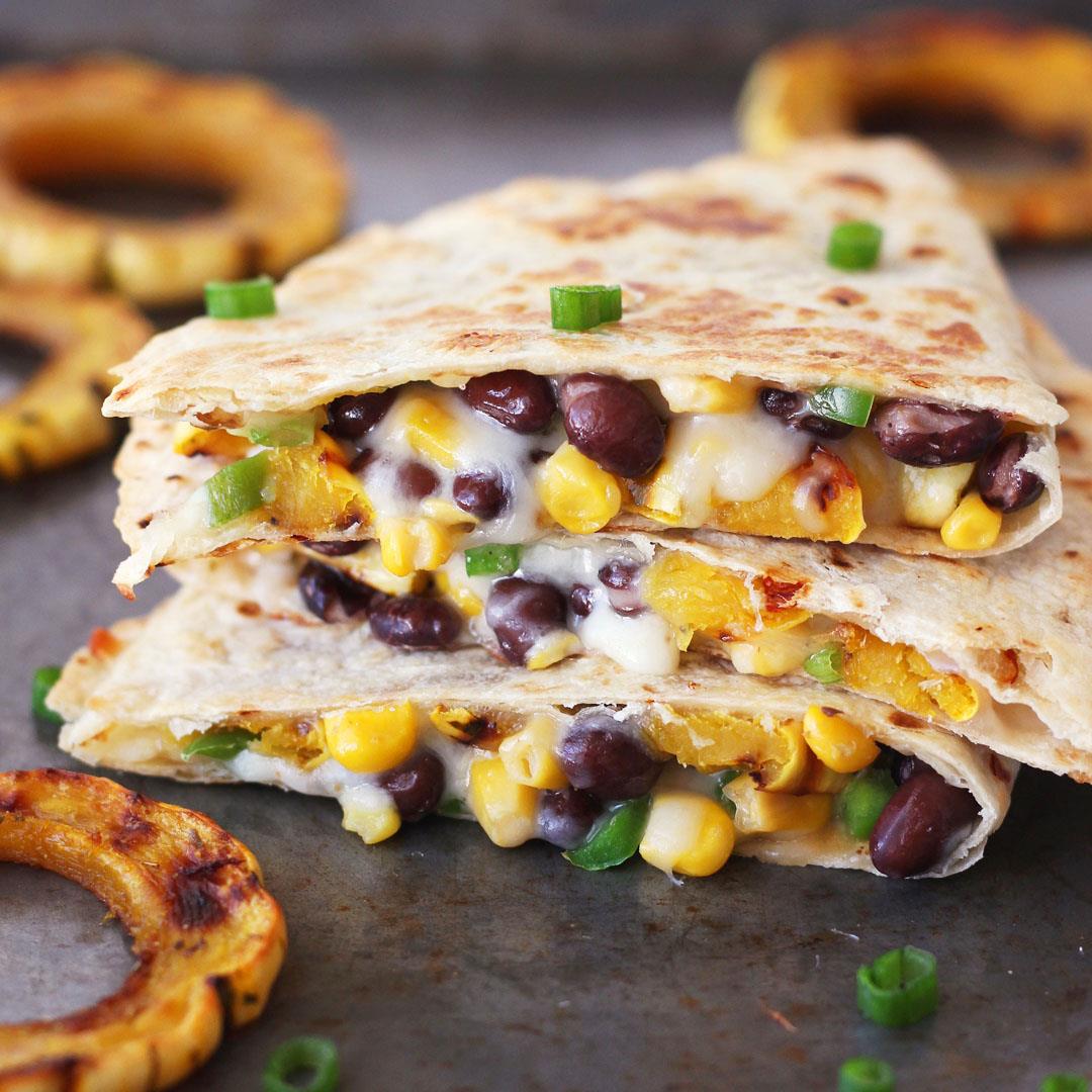Toaster Oven Quesadilla with Squash and Black Beans