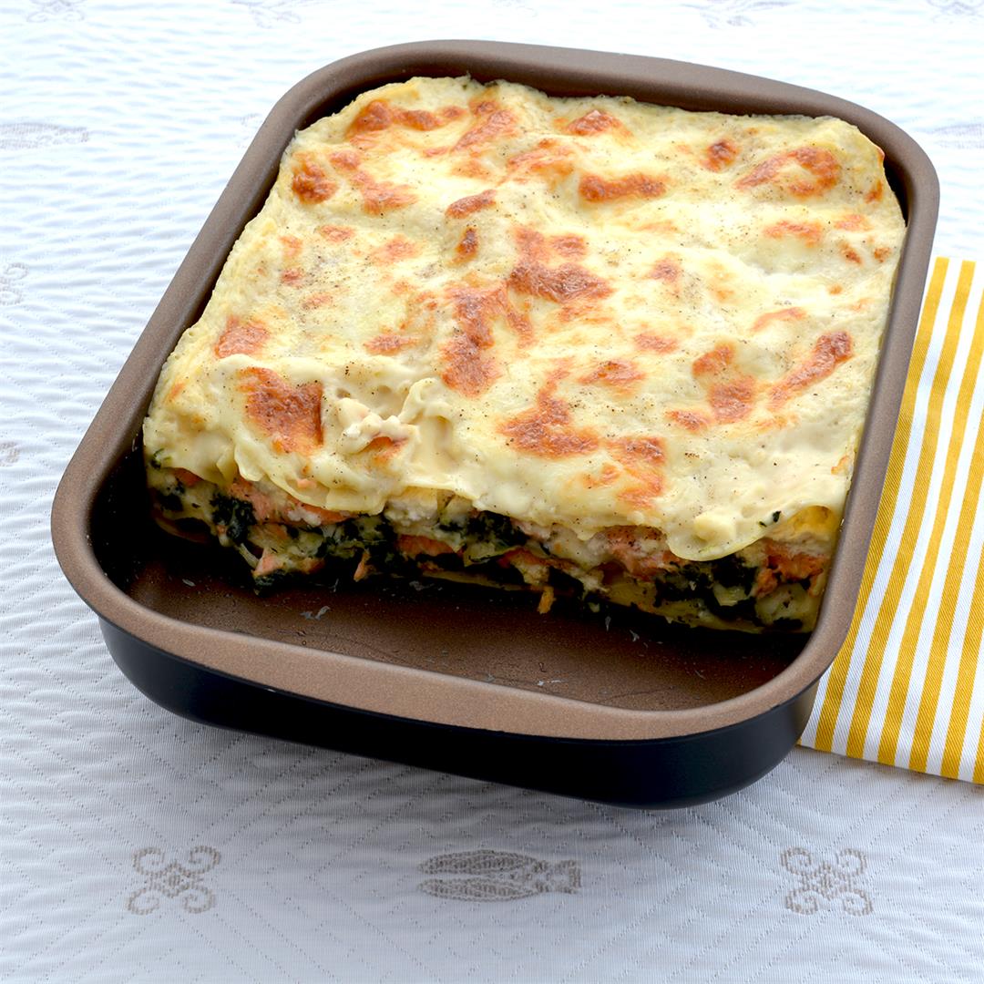 Salmon Lasagna with Spinach