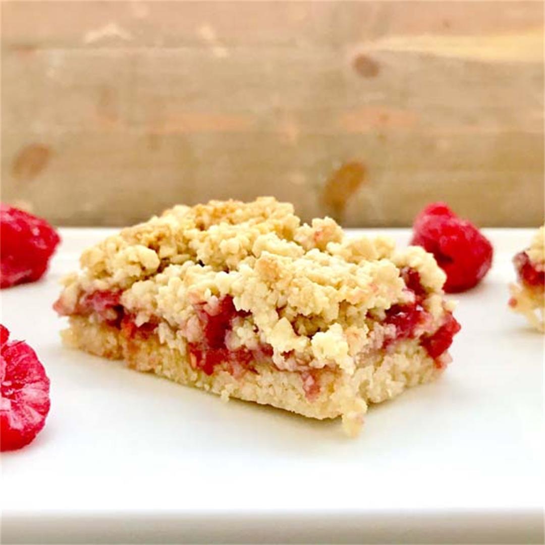 Raspberry Shortbread Bars - Paleo/Gluten-Free/Vegan