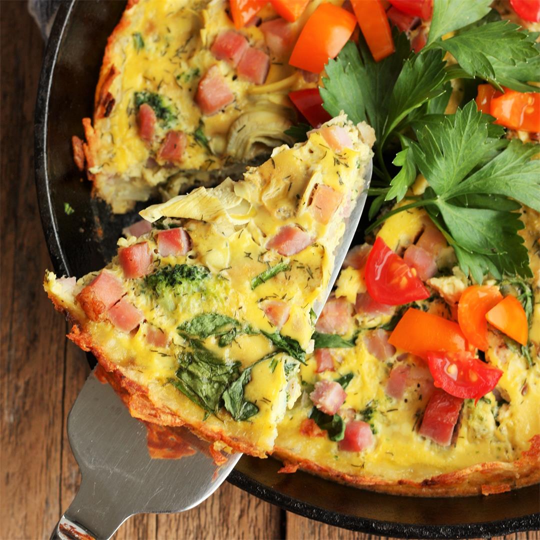Healthy Quiche With Hash Brown Crust