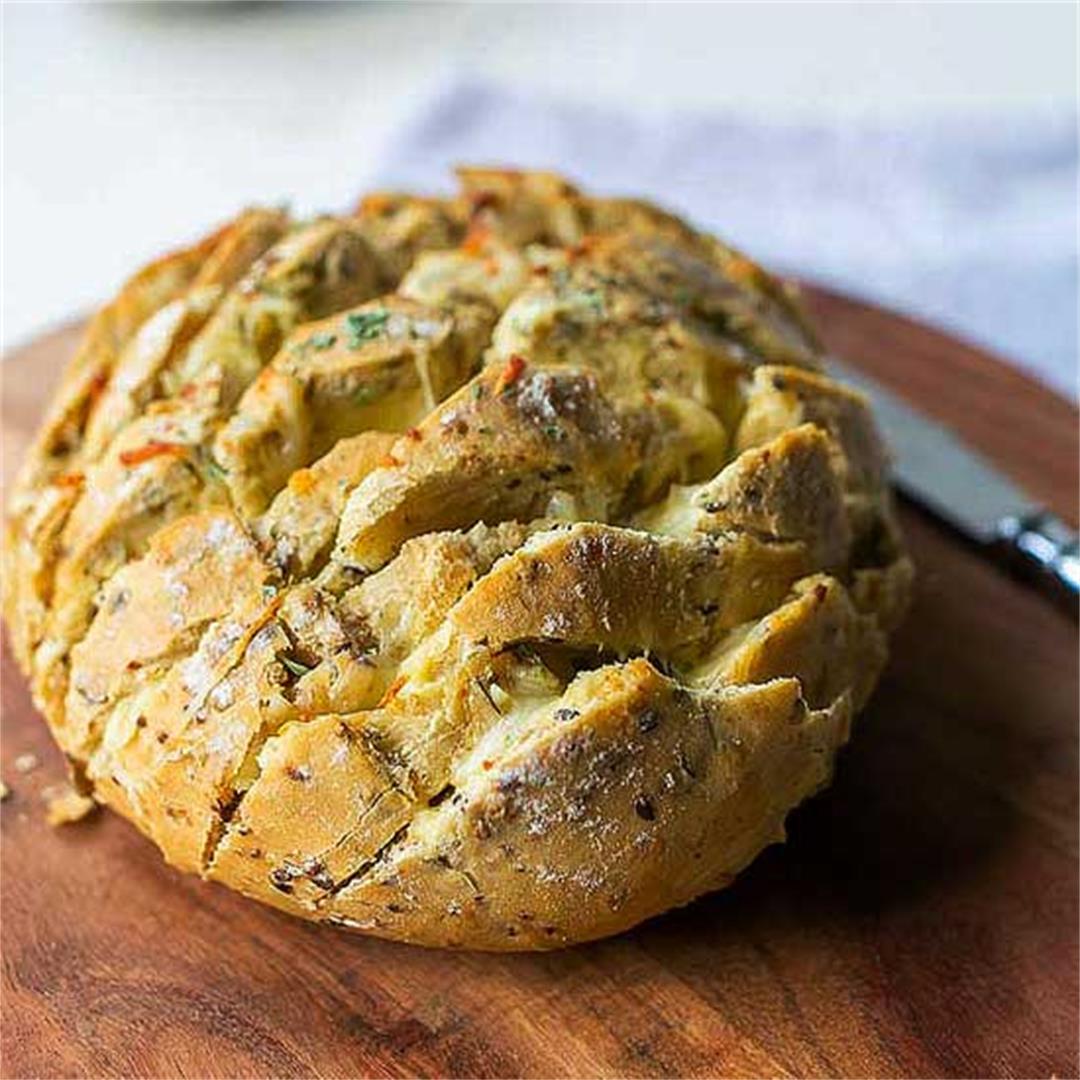 Pull apart bread with garlic butter and cheese
