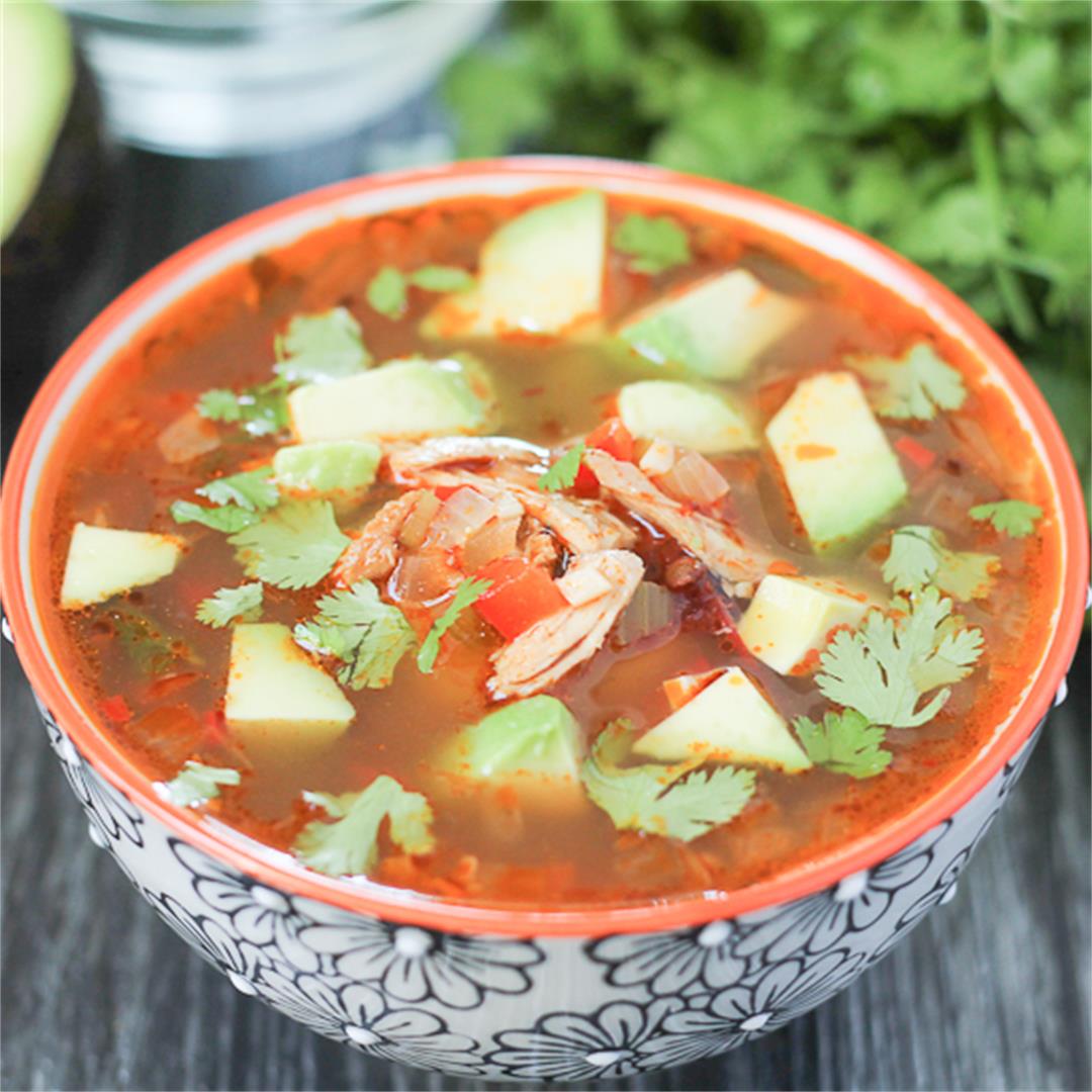 Chipotle Lime Soup with Shredded Chicken