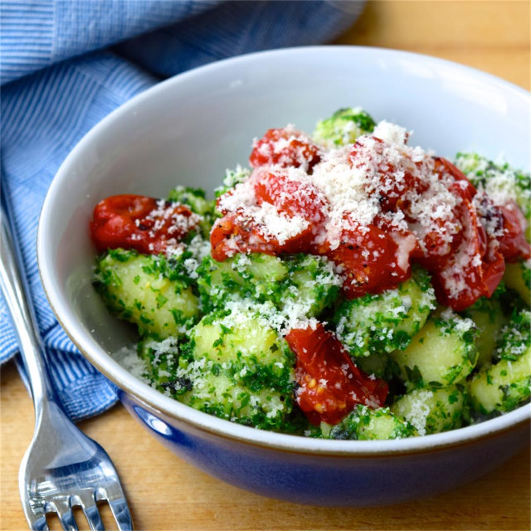 Kale Pesto Gnocchi with Cherry Tomatoes & Kale