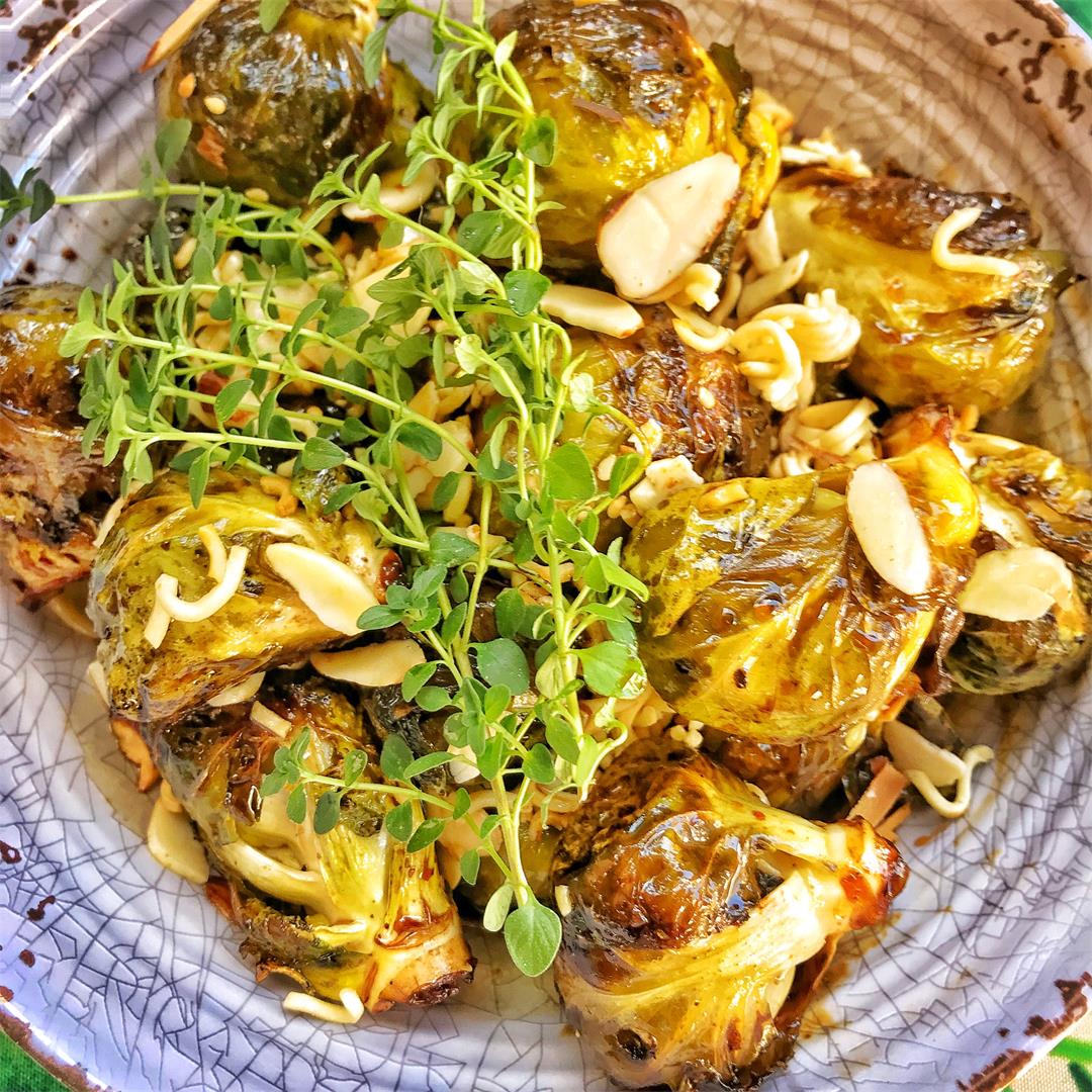 Roasted Brussels Sprouts With Almond Crunch