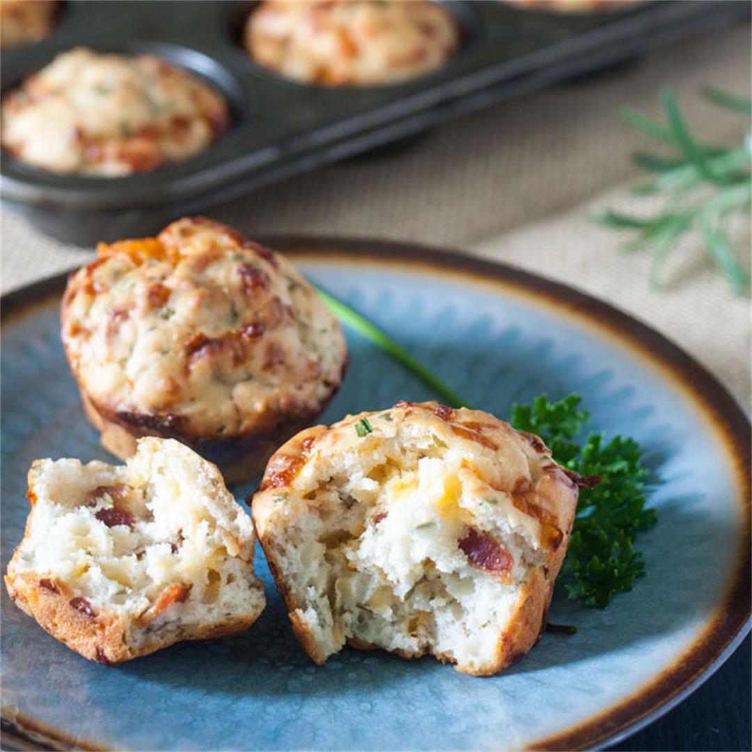 Cheesy Herbed Bacon Muffins