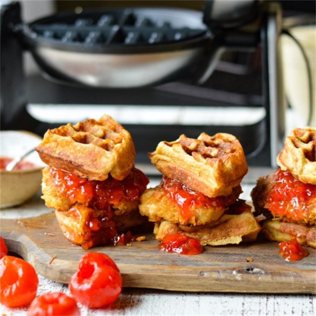 Chicken and Waffles with Sweet-Spicy Peppadew Jam