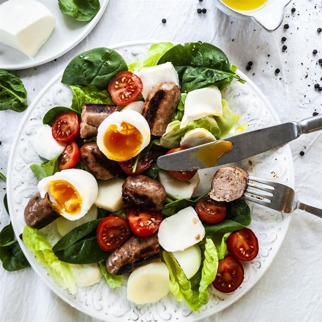 Mozzarella Salad with Sausage and tomatoes