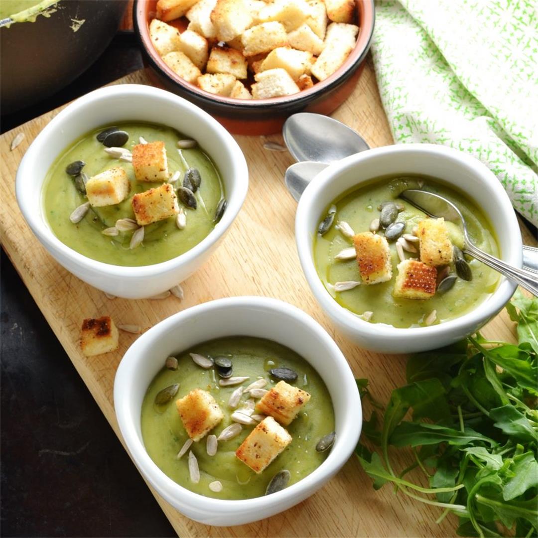 Vegan Split Pea Soup with Arugula