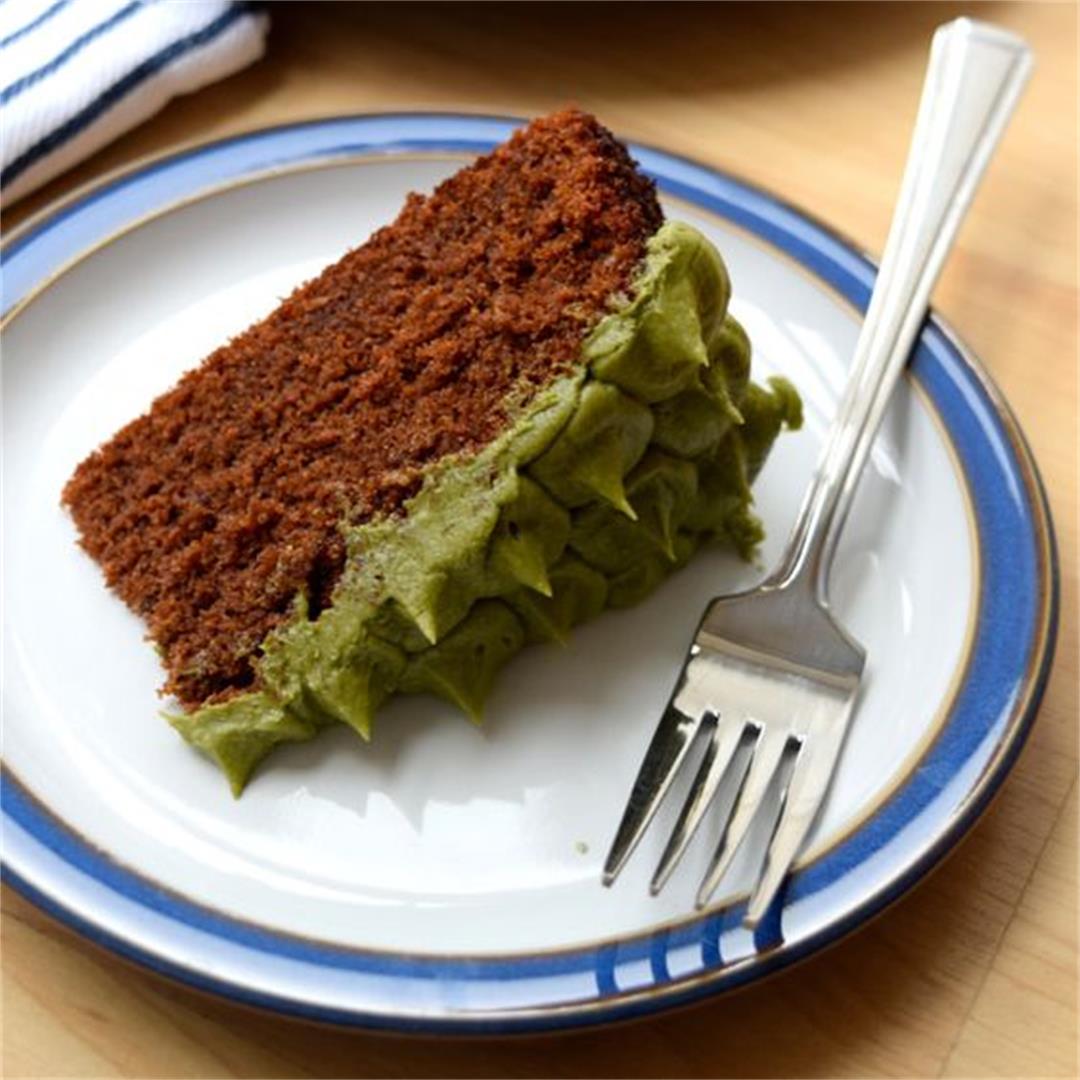 Chocolate Cake with Lazy Piped Matcha Frosting