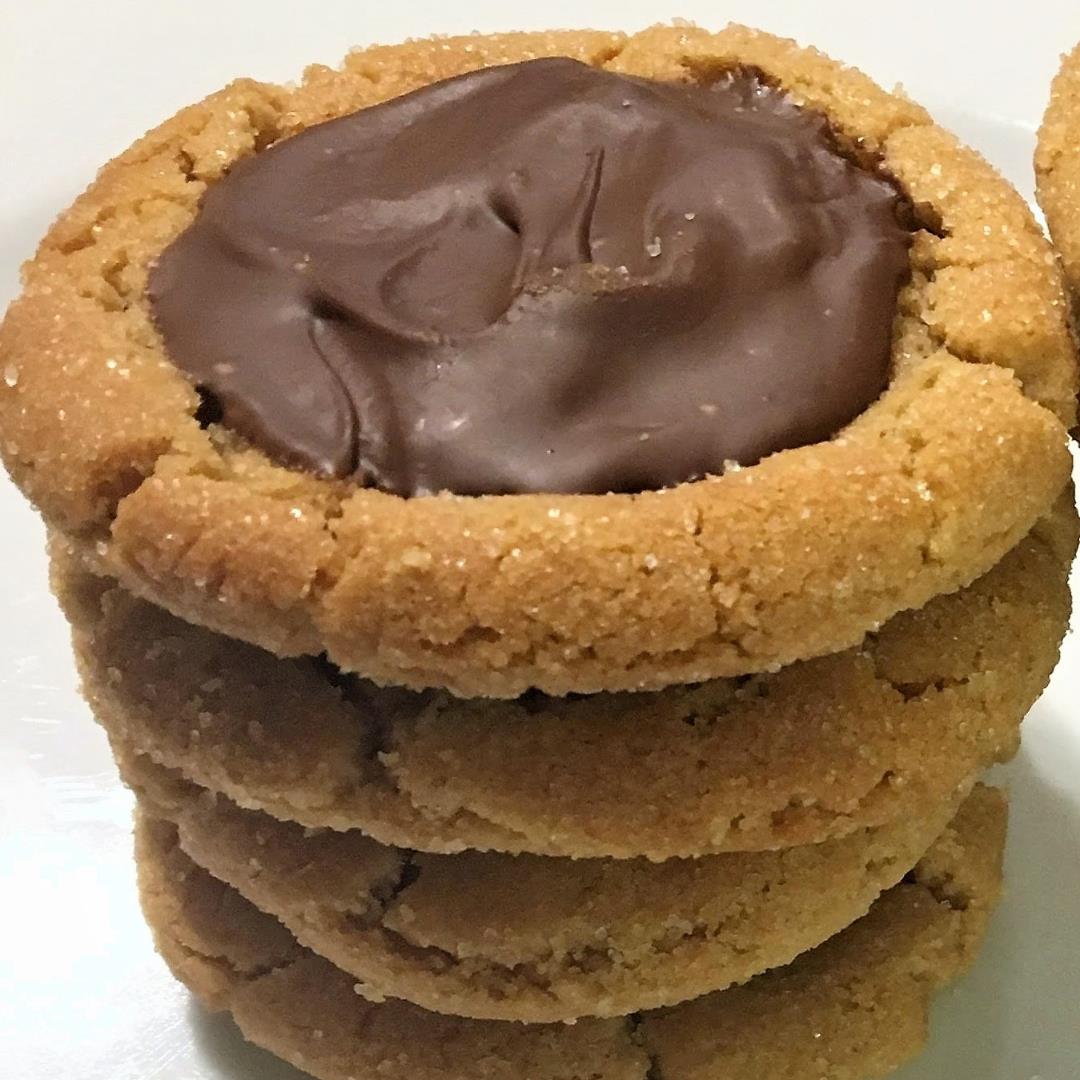 Mini Jumbo Peanut Butter Cookies with Chocolate Center