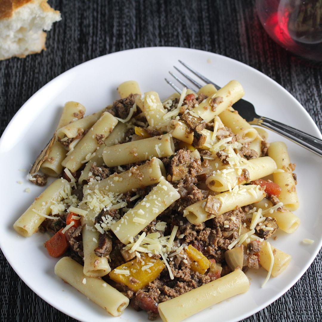 Ziti with Porcini Bolognese Sauce