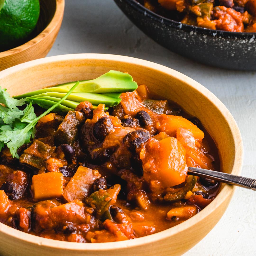 Roasted poblano and butternut squash chili