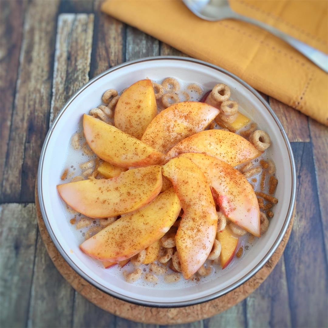 Peaches and Cream Protein Packed Cereal Bowl