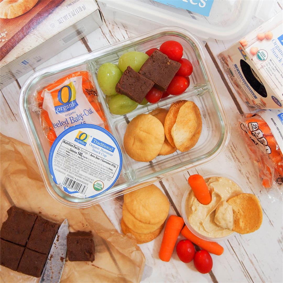 Easy bento box lunch with chocolate chickpea fudge