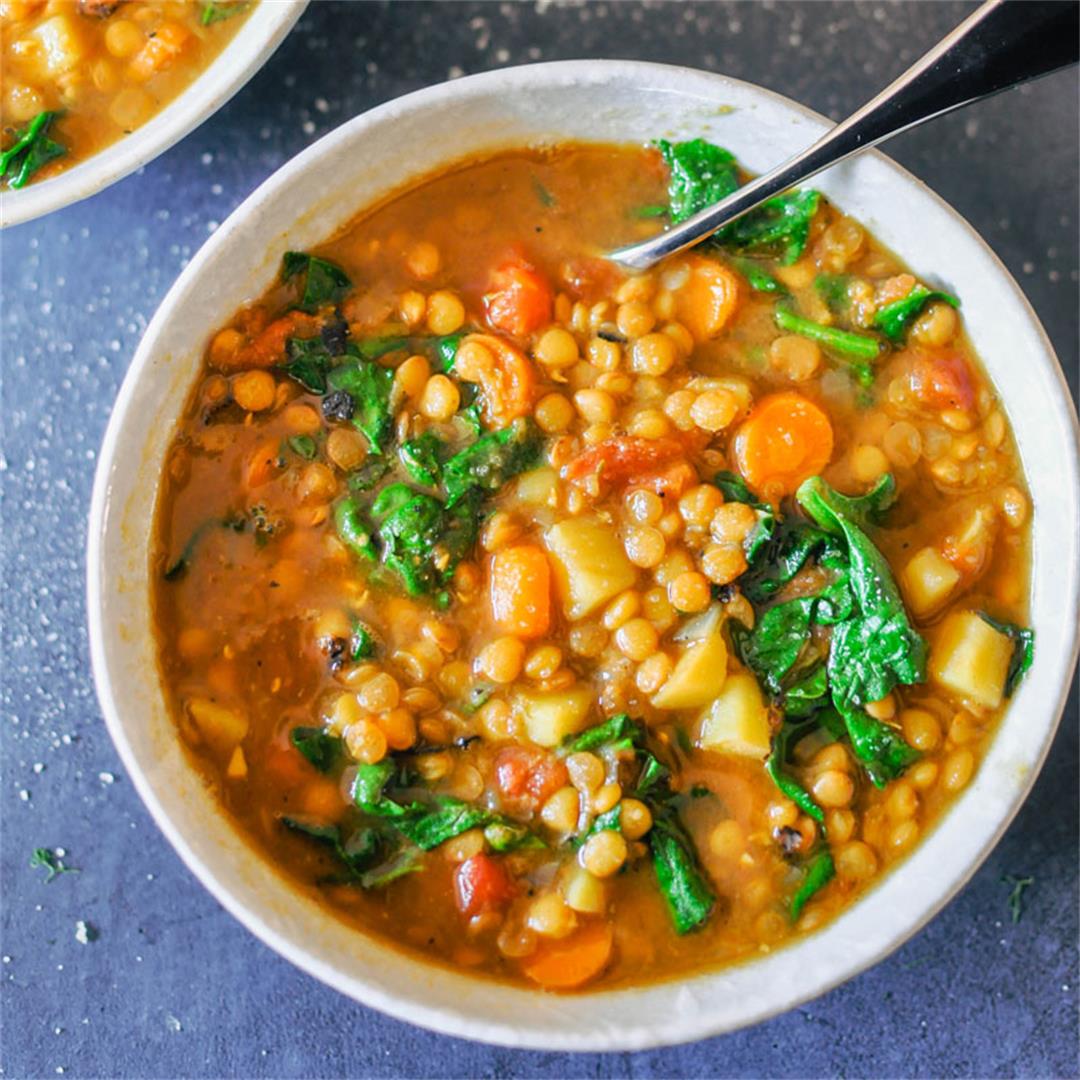 This vegan lentil soup is easy to make, healthy, & delicious!