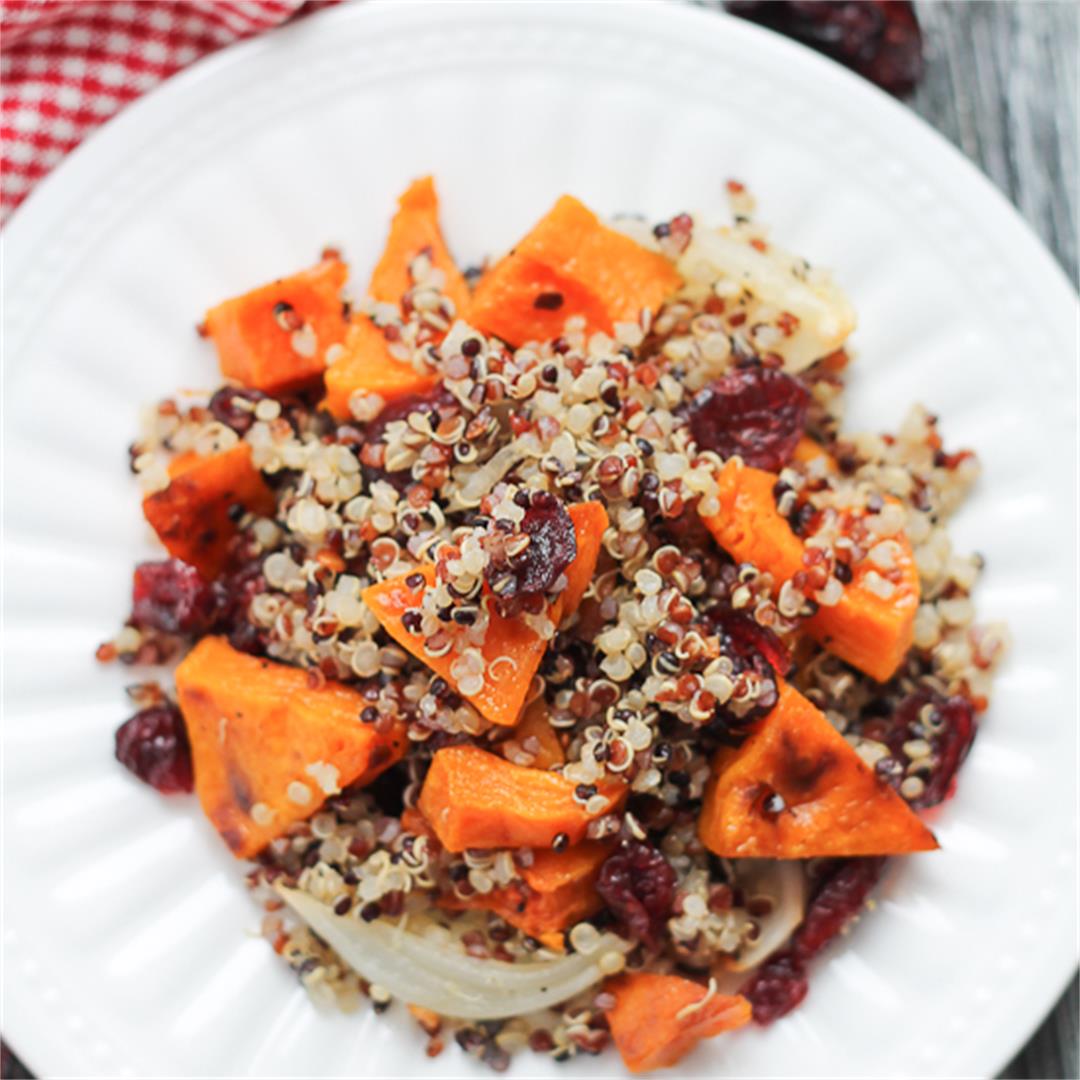 Spicy Roasted Butternut Squash with Quinoa and Cranberries