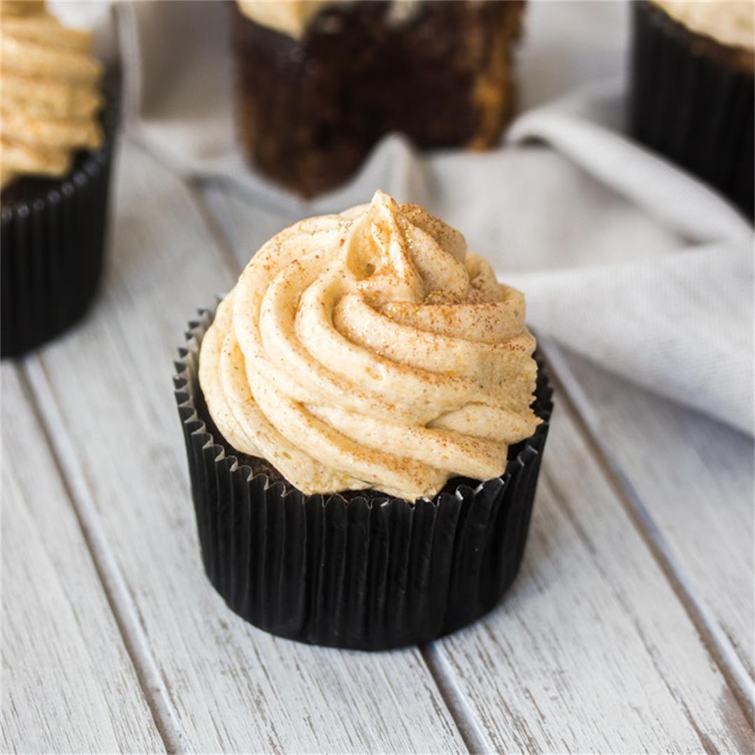Chocolate Pumpkin Cupcakes with Pumpkin Spice Frosting