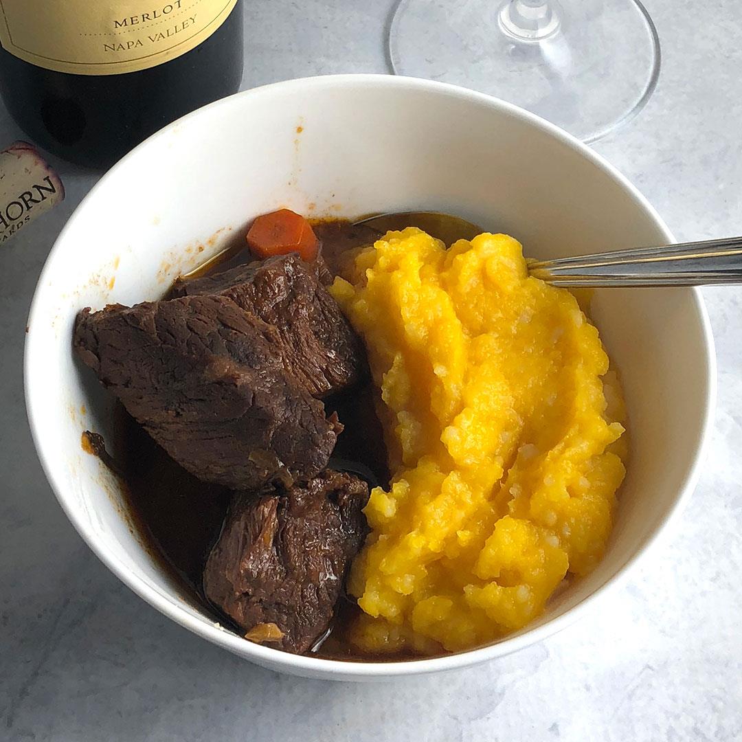 BBQ Beef Stew with Butternut Purée