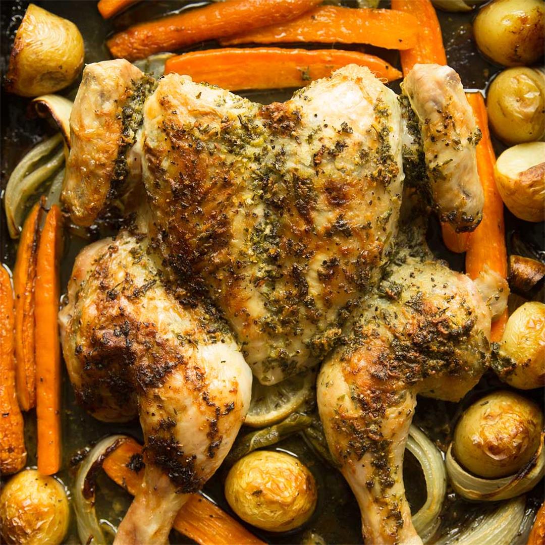 Herb Roasted Spatchcock Chicken