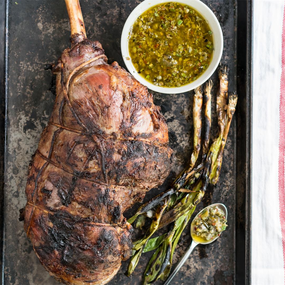 Slow Grilled Lamb with Spicy Salsa Verde