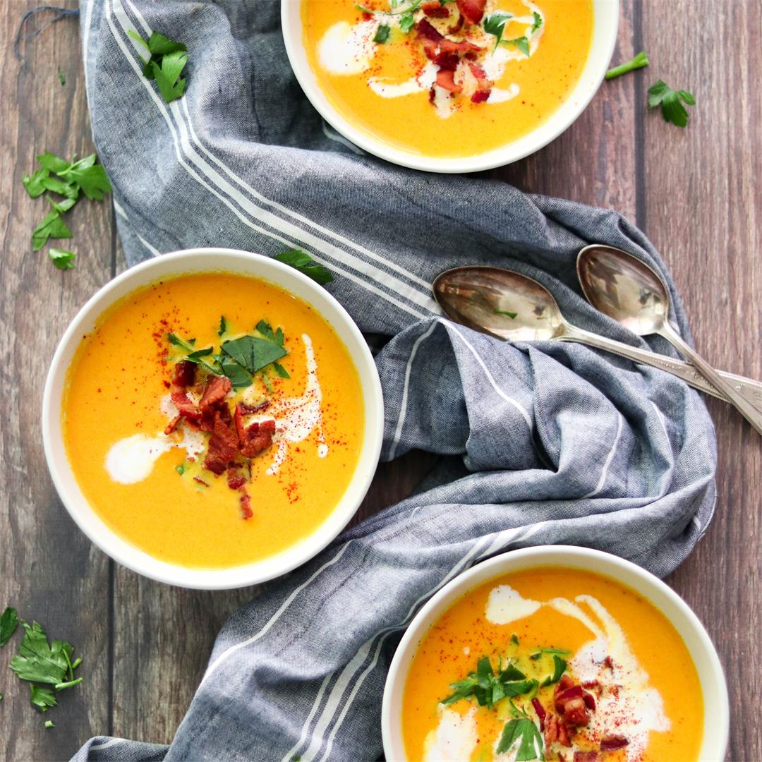 Creamy Paleo Carrot Soup with Bacon