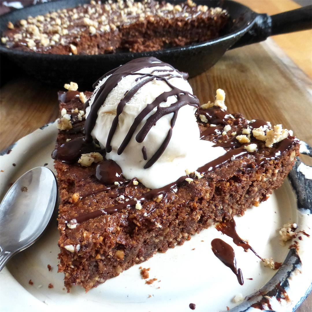 Hazelnut and Double Chocolate Skillet Cookie