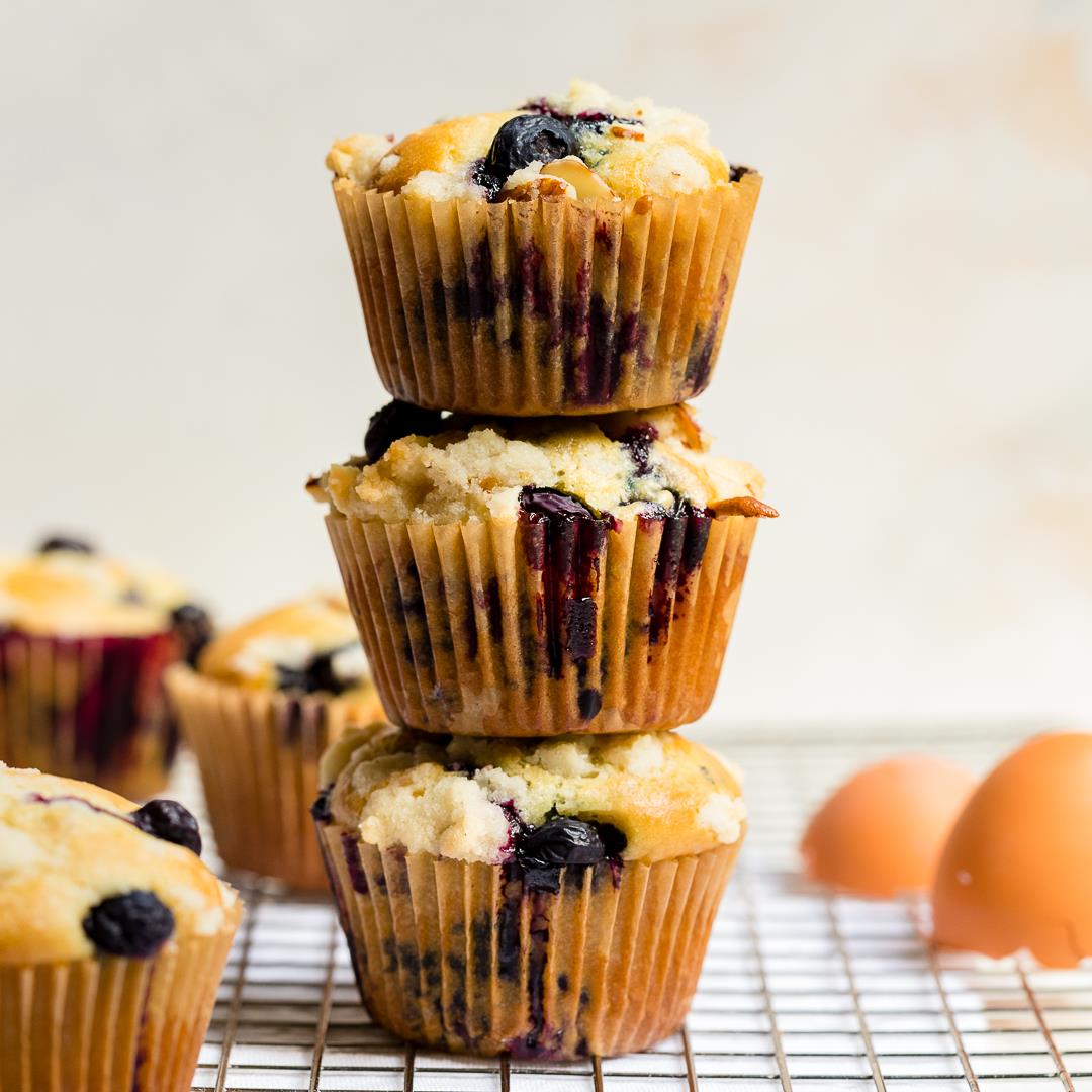 One-Bowl Blueberry Almond Muffins