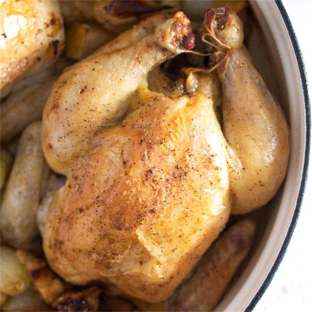 Oven Roasted Whole Chicken with Apples and Rosemary