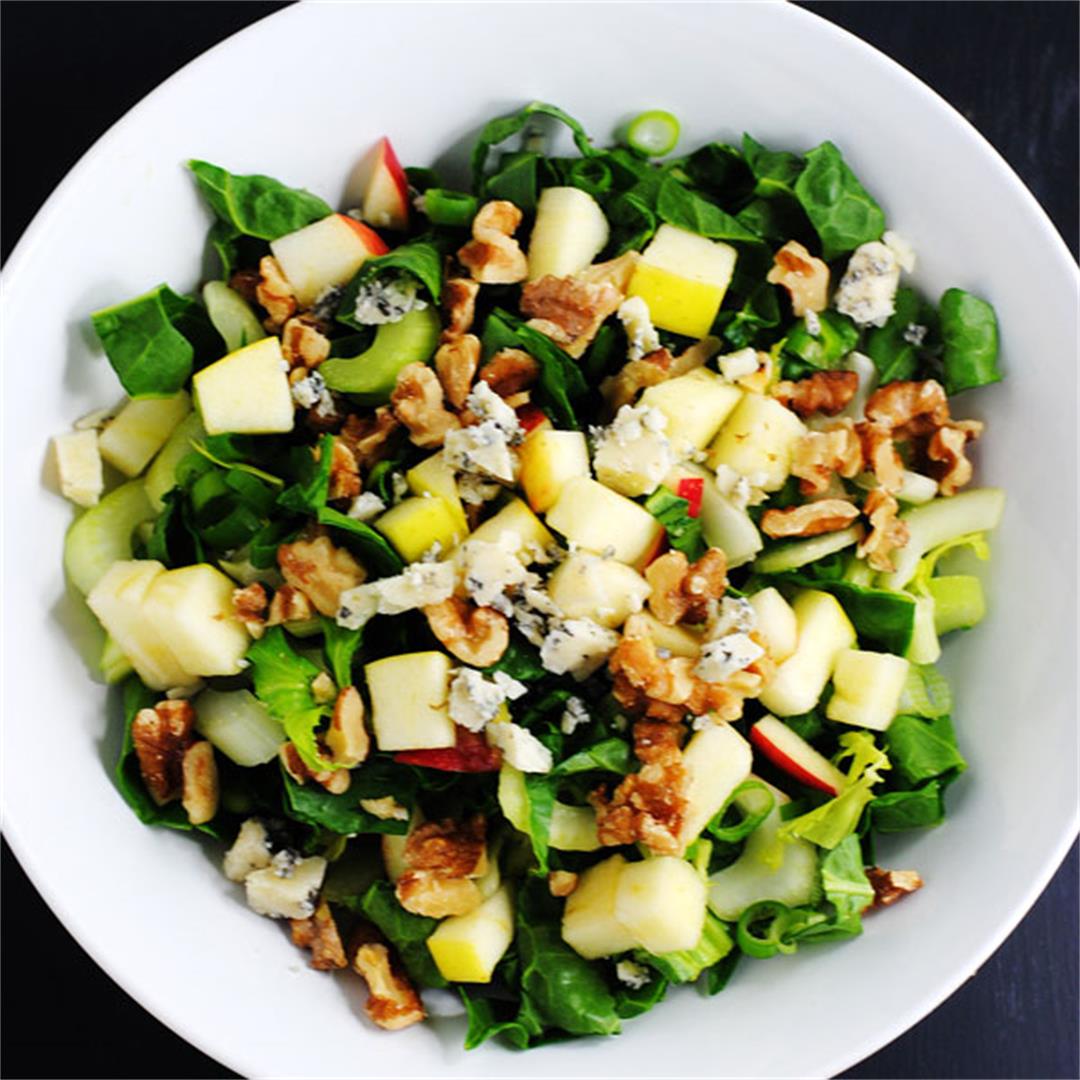 Chard salad with apples, walnuts & blue cheese