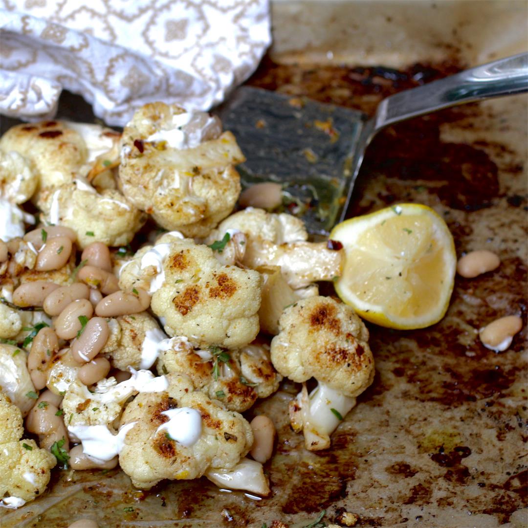 Roasted Cauliflower with Cannellini Beans