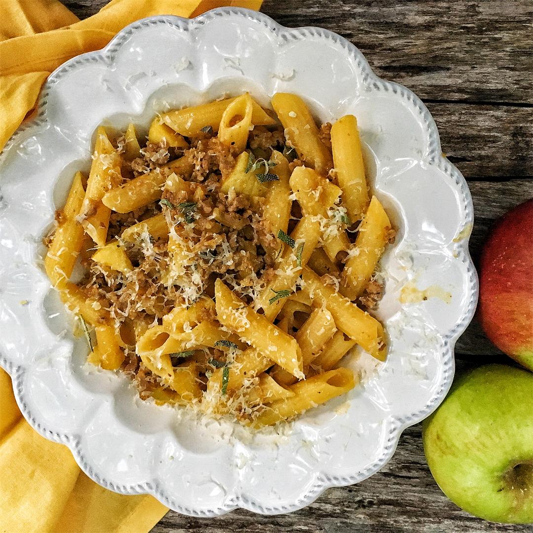 Pumpkin Pasta with Sausage and Apples