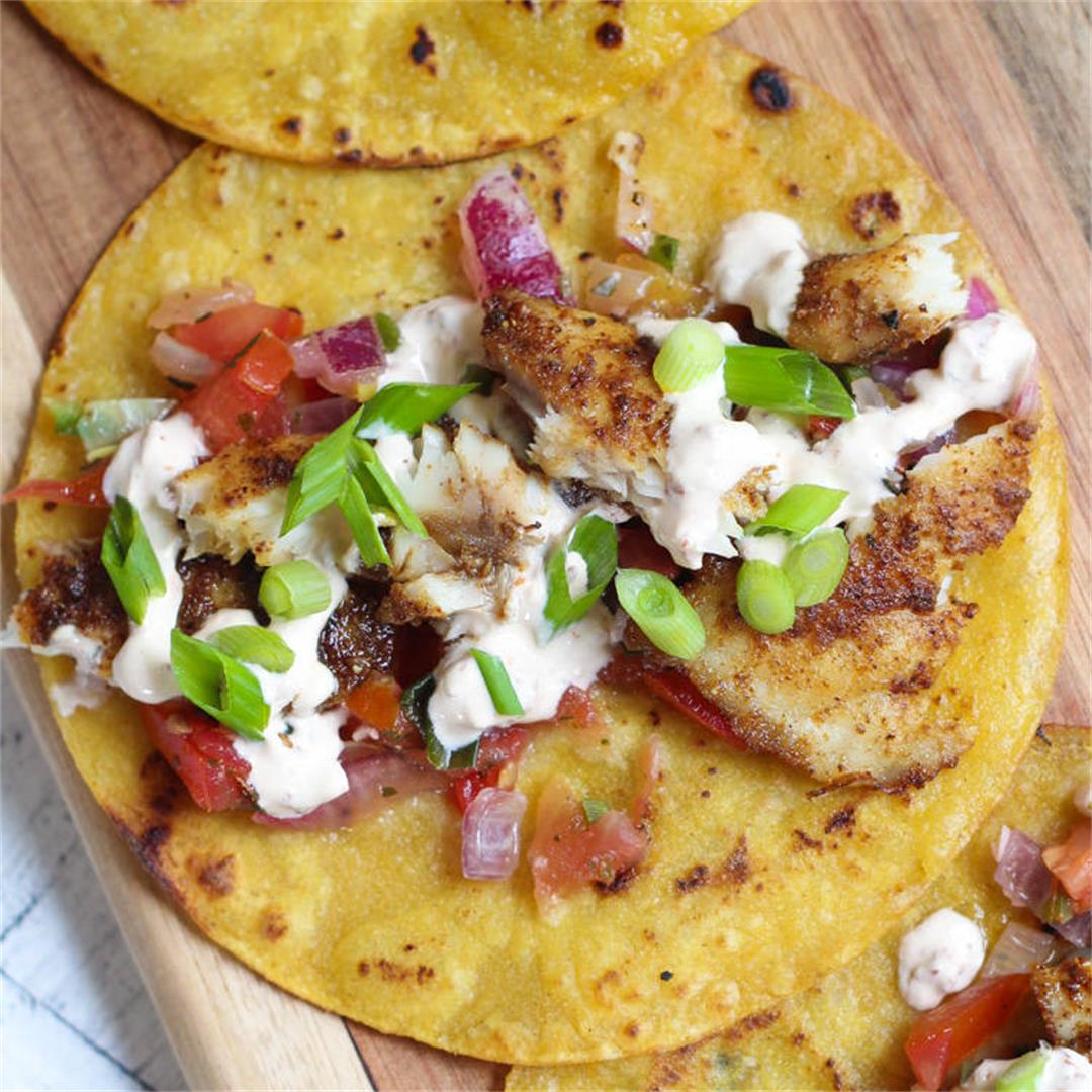 Baked Fish Tacos with Chipotle Lime Sauce