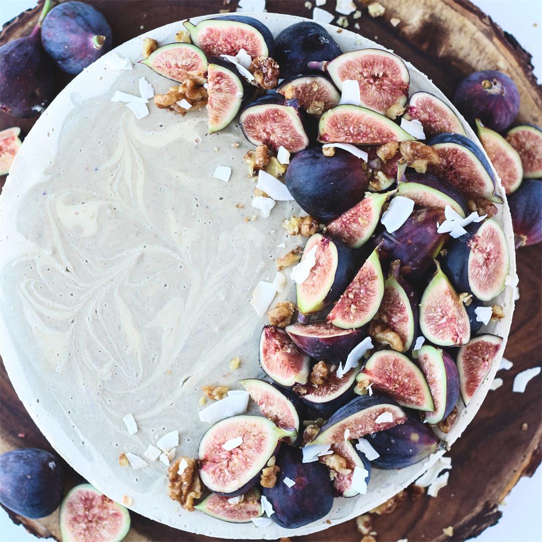 Raw White Chocolate Fig & Cardamom Cheesecake