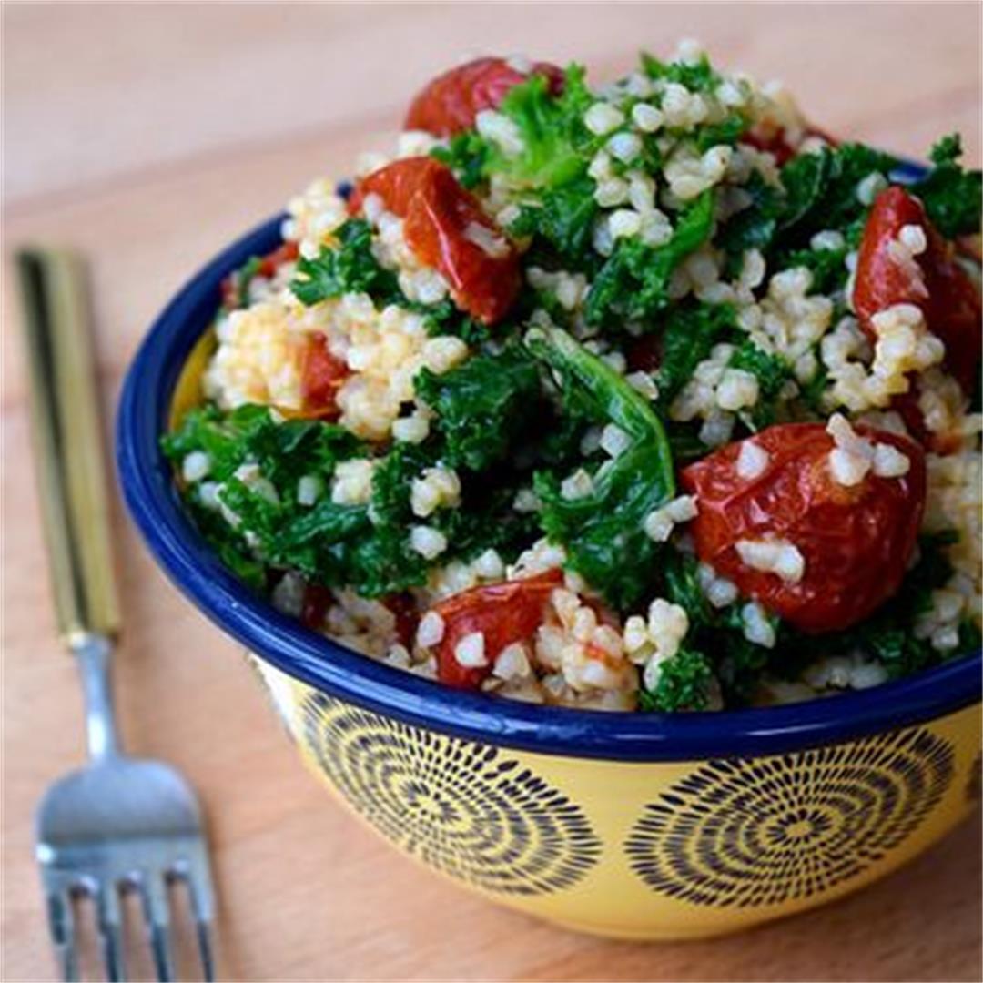 Bulgar Wheat with Kale & Slow Roasted Cherry Tomatoes