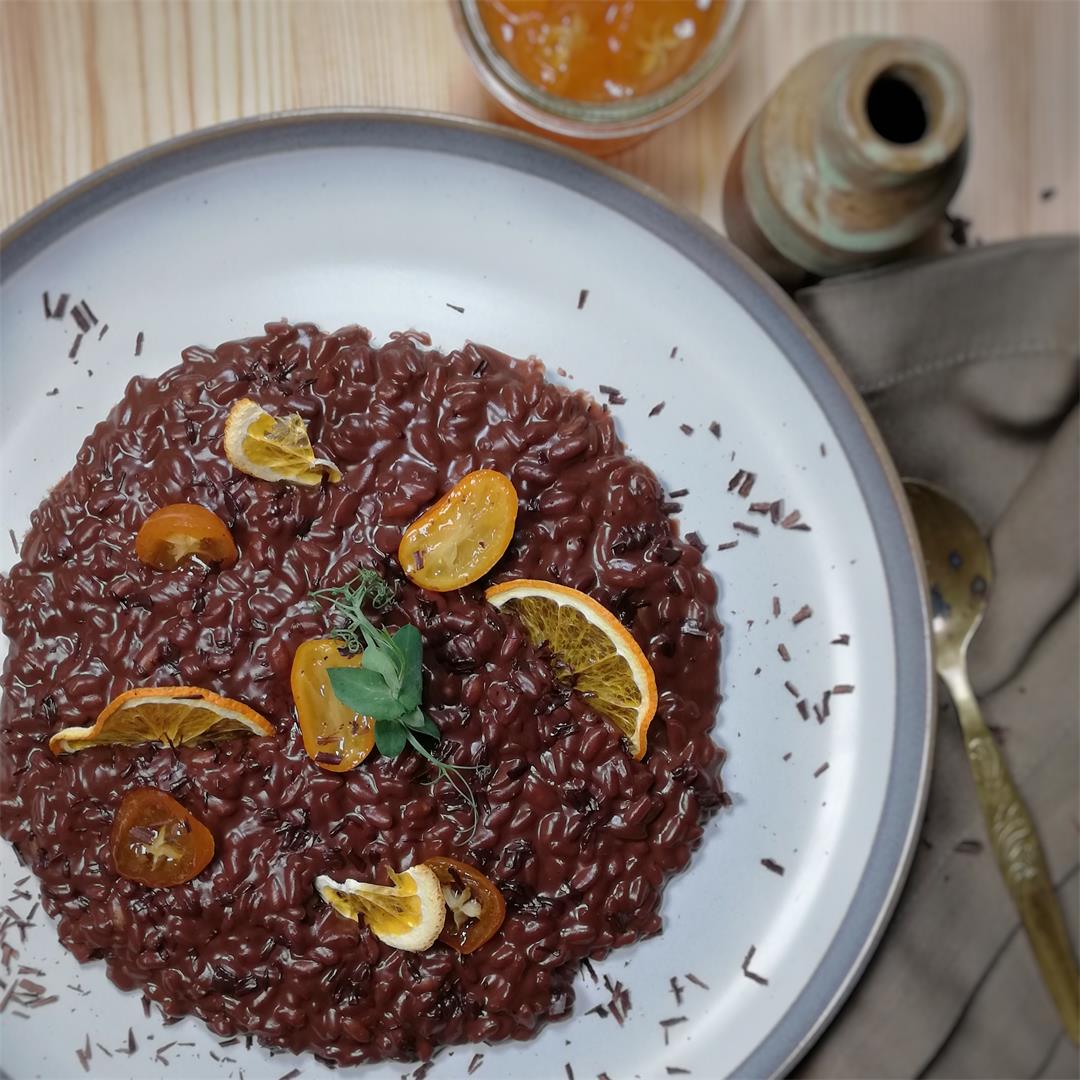 Chocolate Risotto with Candied Kumquats