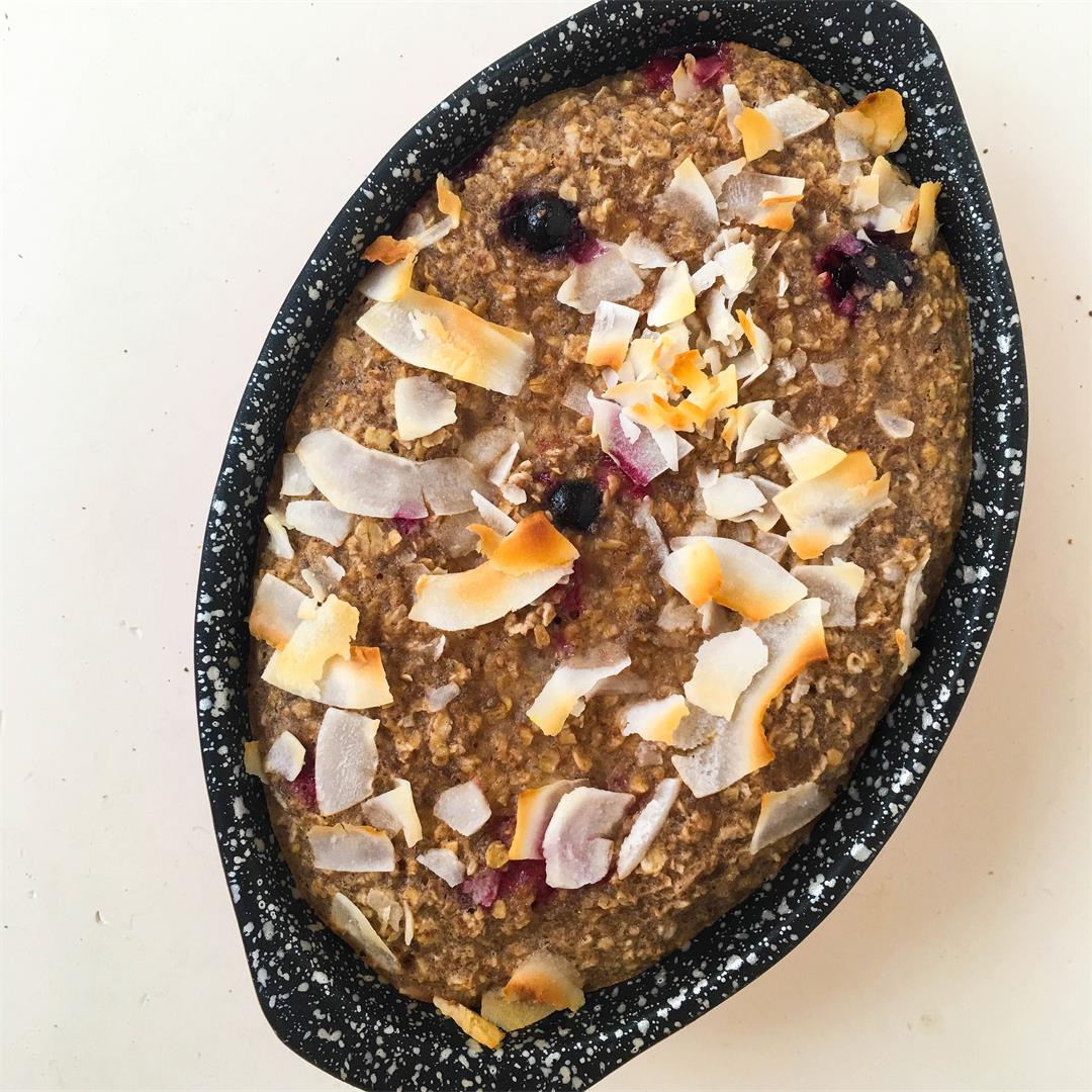 One bowl coconut and berry baked oatmeal