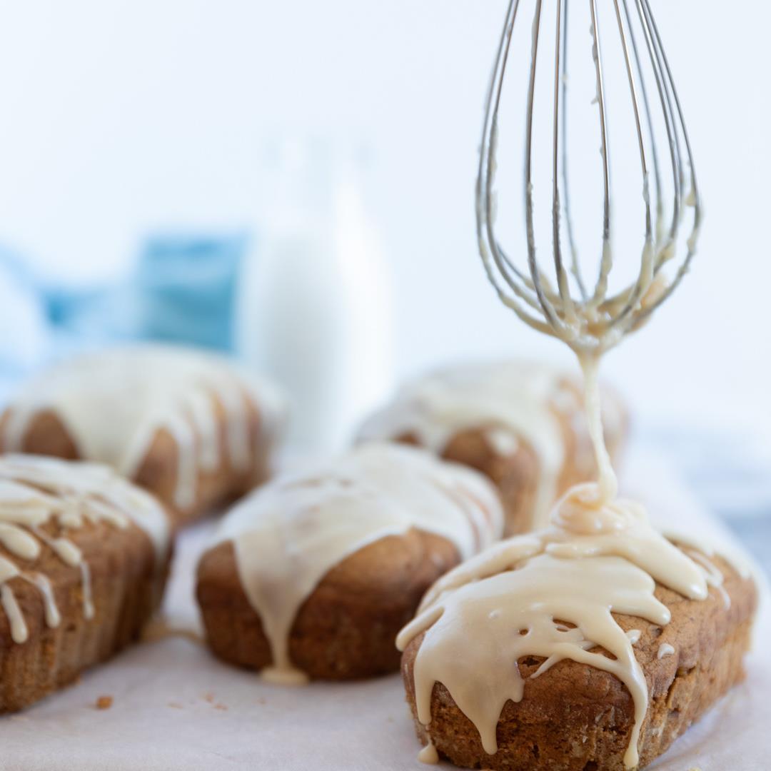 Festive Pumpkin Bread with White Chocolate Maple Frosting