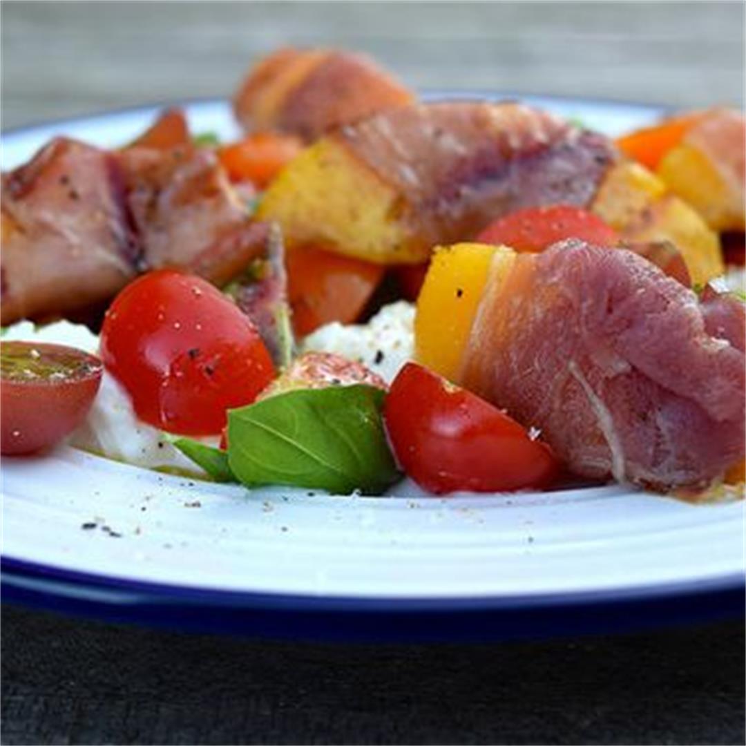 Prosciutto Wrapped Griddled Nectarine Caprese Starter