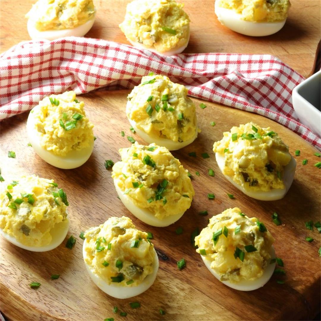 Potato Salad Healthy Deviled Eggs (No Mayo)