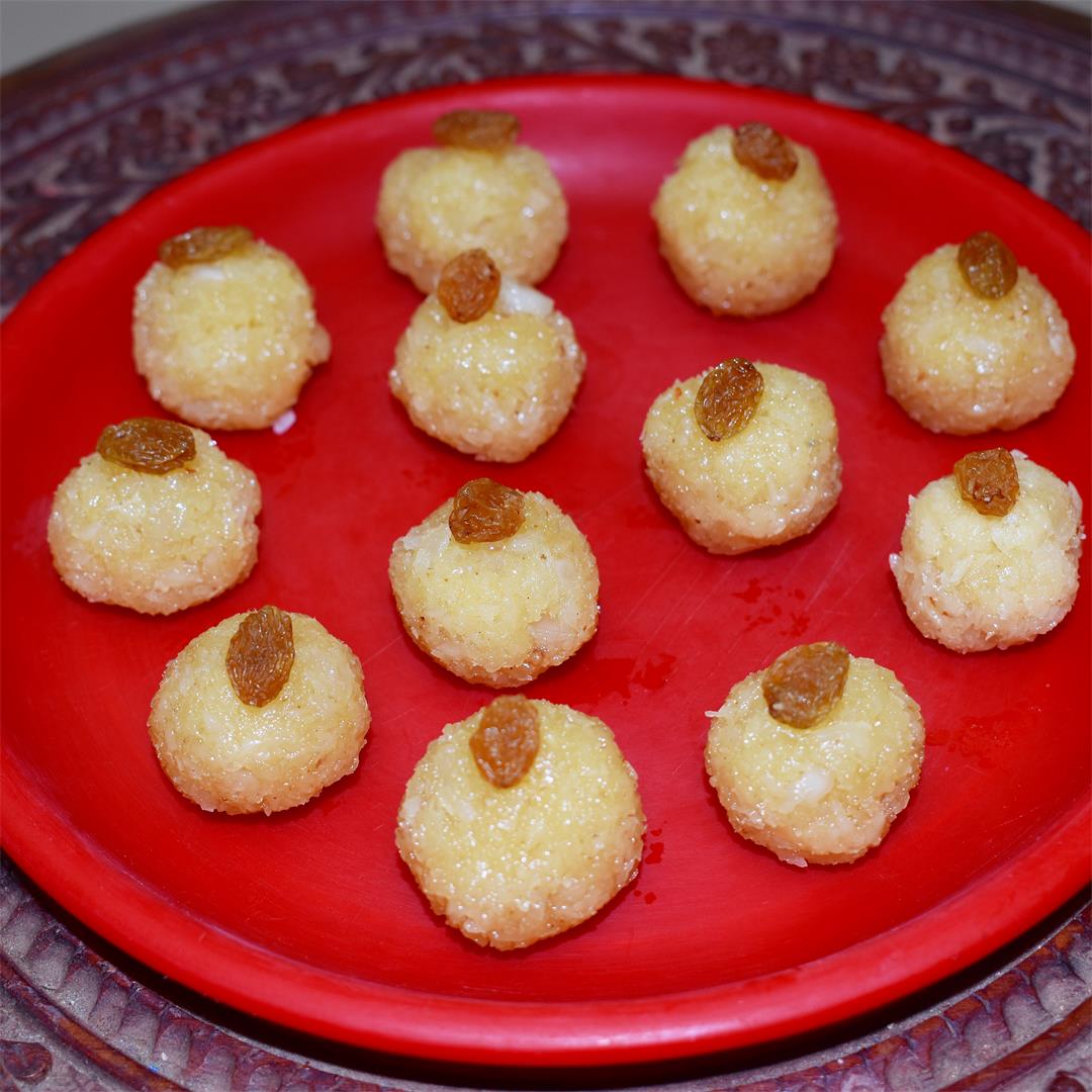 Narkel Naru or coconut laddoo - Traditional Bengali sweet